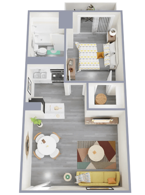 Floor plan for 1 bed, 1 bath, 469 sqft